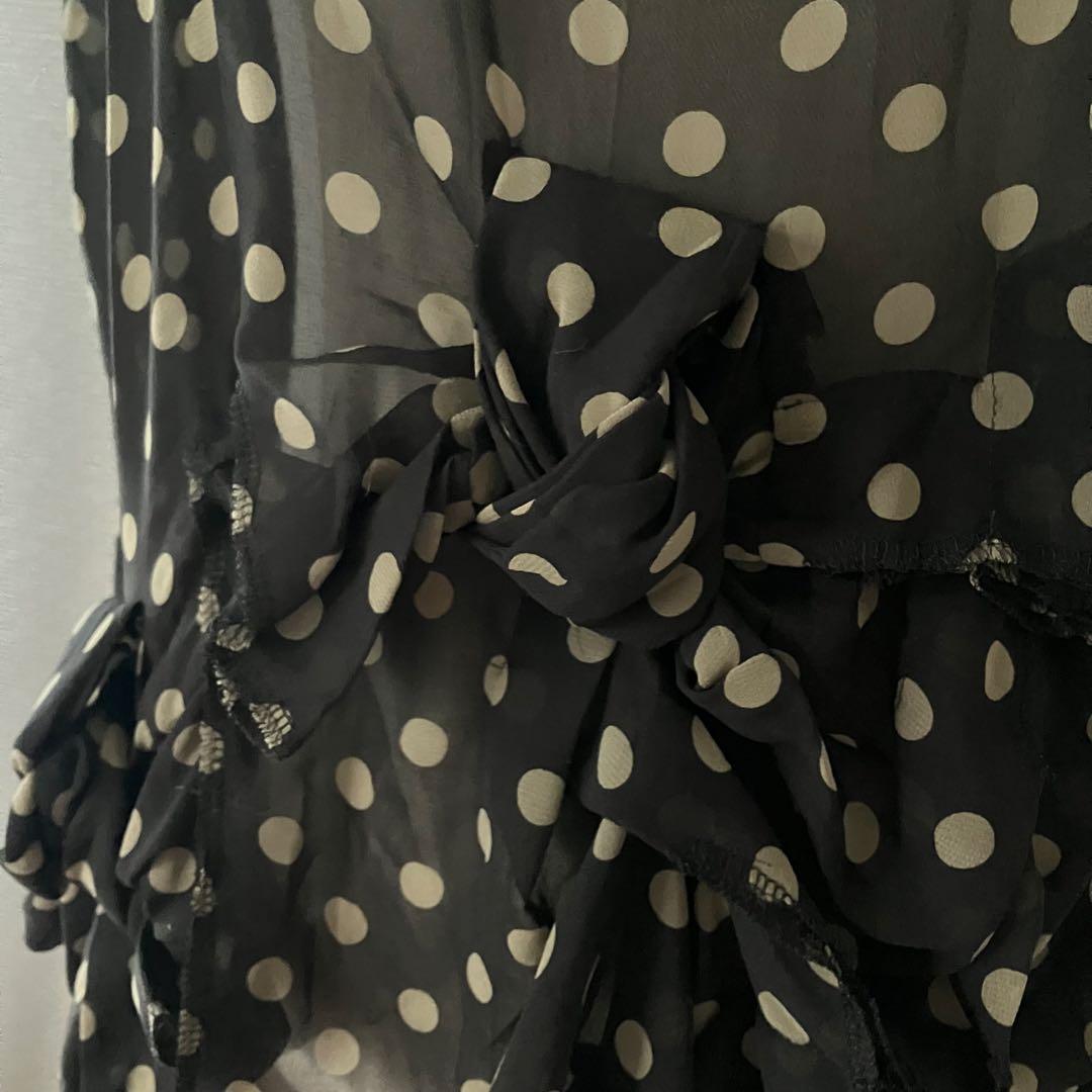 美品 コムデギャルソン シースルー 丸襟 ブラウス 立体リボン AD2013