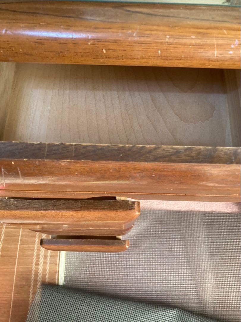 ブラウン　木製　ドレッサー　鏡台　化粧鏡　ミラー　コンセント　レトロ　ブラウン