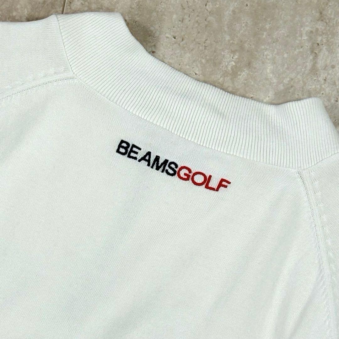 ビームスゴルフ　BEAMS GOLF ニットブルゾン　セーター　白xネイビー