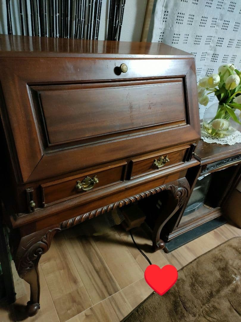 【訳あり】猫脚ライティングビューロー アンティーク家具