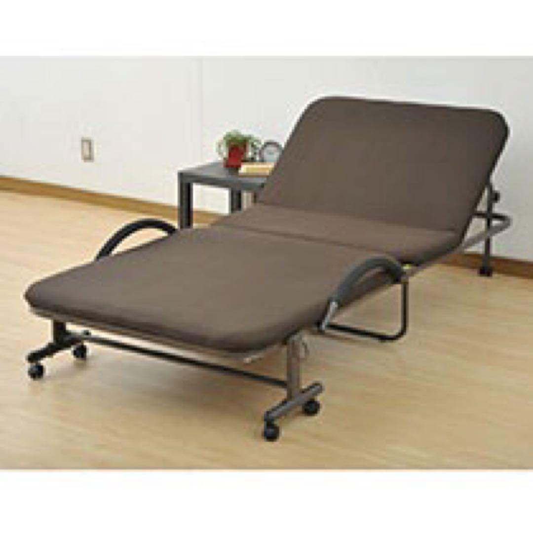 最終値下げ❣️山善YAMAZEN 折りたたみメッシュベッド ブラウン キャスター付