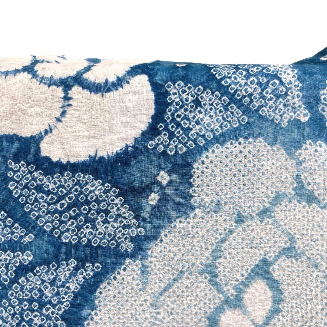 浴衣　有松鳴海絞り　花模様　ブルー　グラデーション　着物　032a d