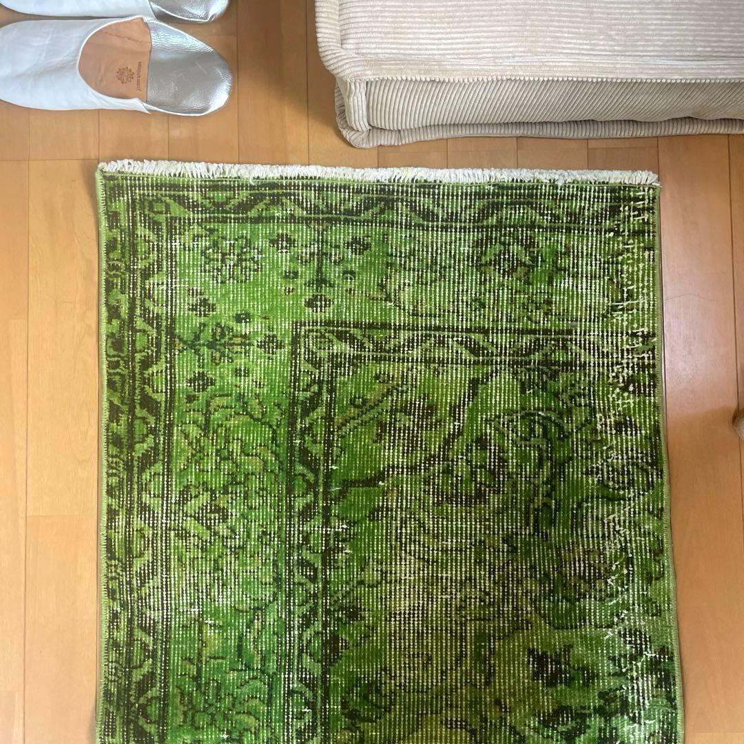 60×120ワサビグリーン　オーバーダイ　トルコあヴィンテージラグ