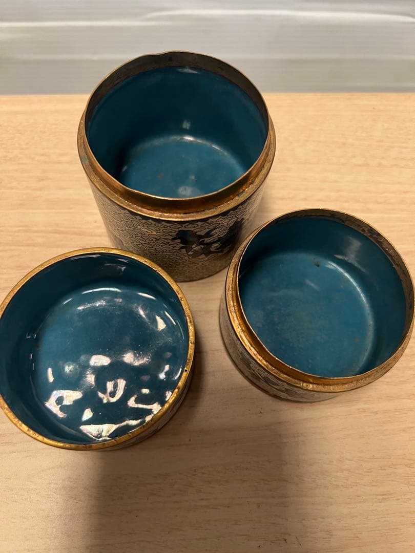 七宝焼　香合　花文　唐物　古玩　置物　インテリア　工芸品　美術品