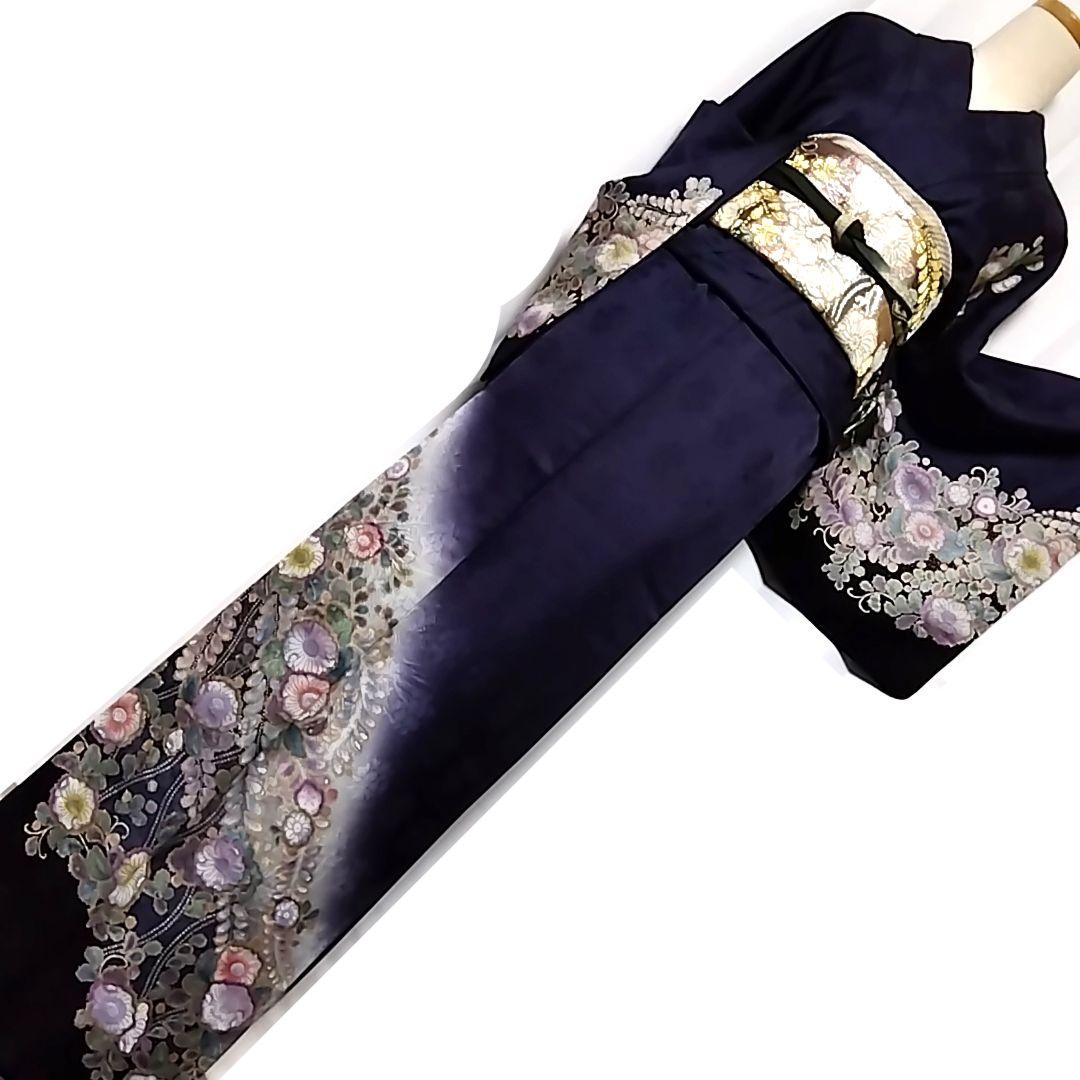 辻ヶ花 訪問着セット 辻が花 セット 袋帯 トールサイズ 紺 辻ケ花