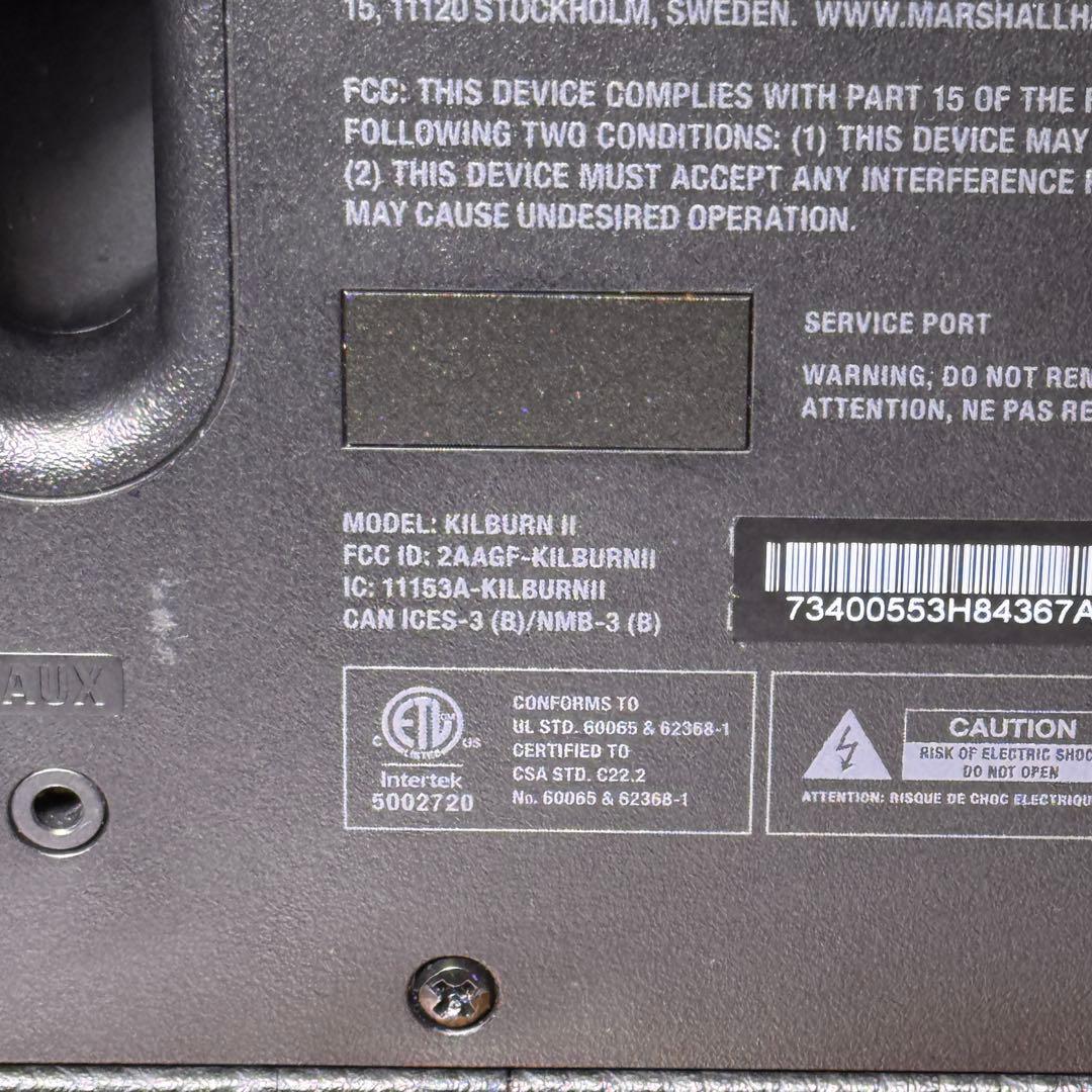 マーシャル Kilburn II ブラック 本体＋電源ケーブル 動作確認済み