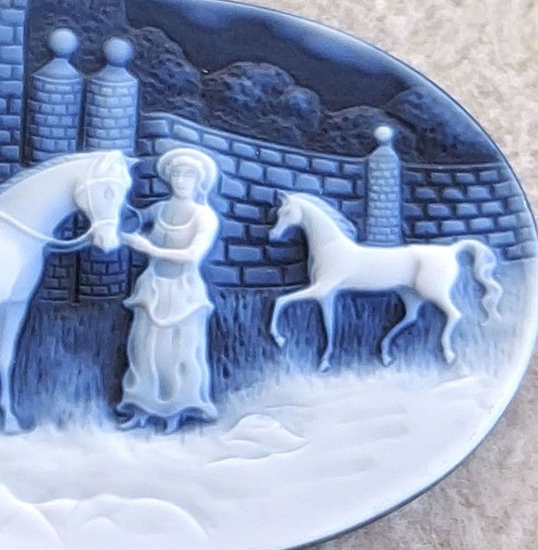 馬と女性　メノウ　カメオ　ルース