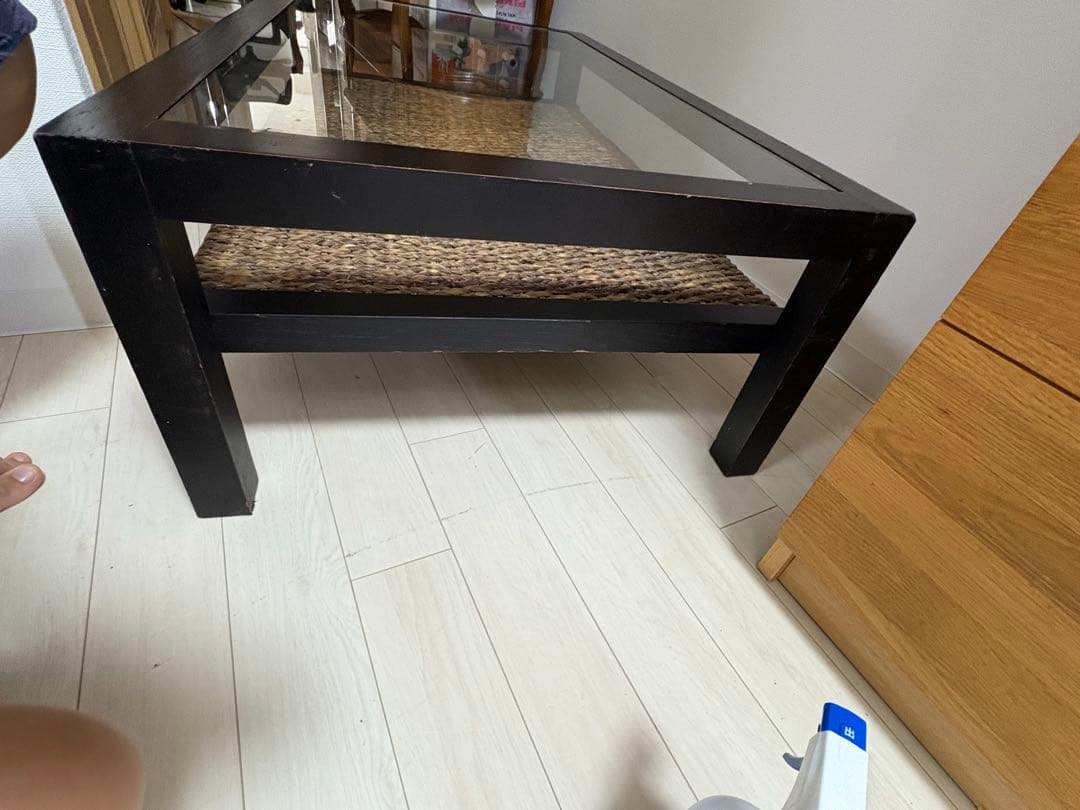 PERFORMAX ガラス天板 ローテーブル ウォーターヒヤシンス家具