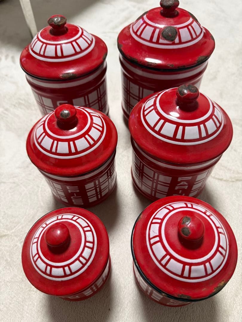 【超希少】1920年代＊フルセット6個＊アンティークフレンチ キャニスター