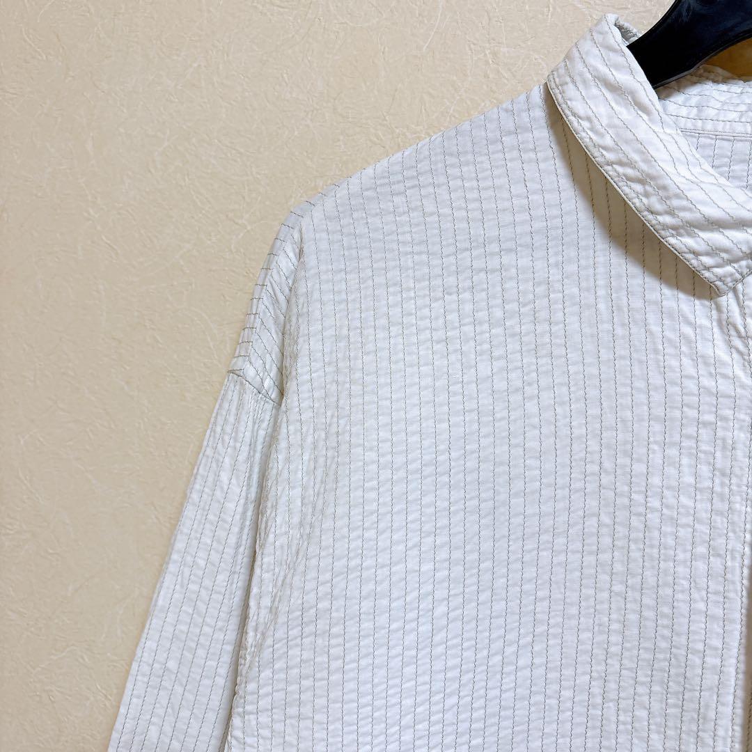 ハート イッセイミヤケ シアサッカー 刺繍 ブラウス インド製 ホワイト 2