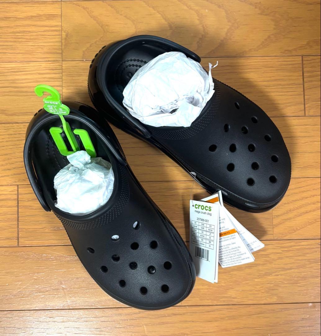 crocs メガ クラッシュ ブラック 22cm 厚底サンダル 新品 未使用