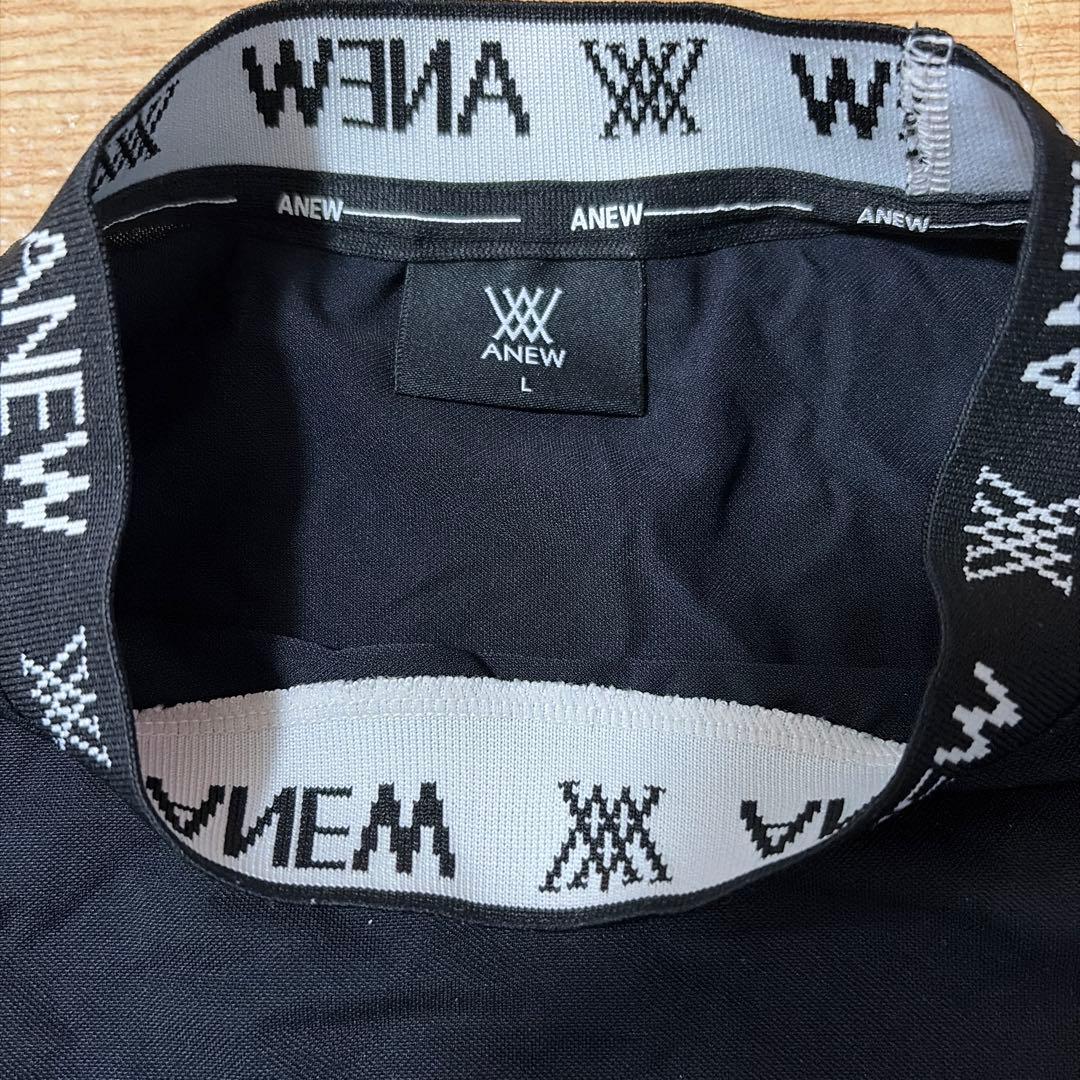 【希少】ANEWGOLFモックネックゴルフシャツ　Lサイズ　半袖　ブラック
