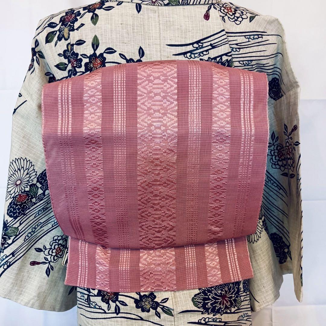 竺仙 奥州小紋のような高級浴衣 型染め 桜 菊 流水