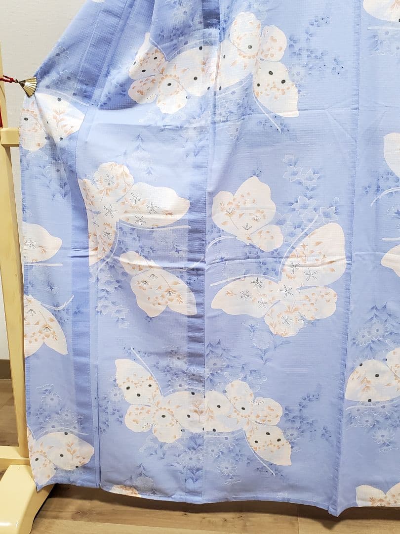 A5 こむさでもーど 綿紅梅 蝶々模様 夏物 着物 浴衣・半幅帯 2点セット