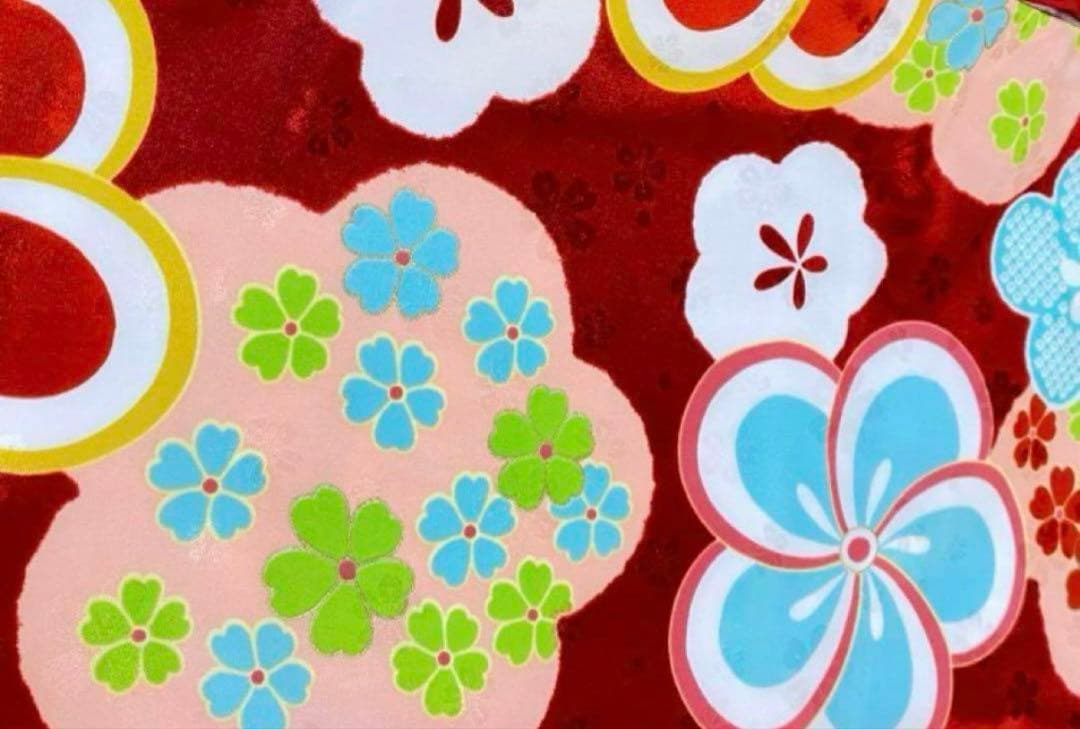 七五三 子供用 着物 セット 被布着 赤　レトロ ピンク 花柄