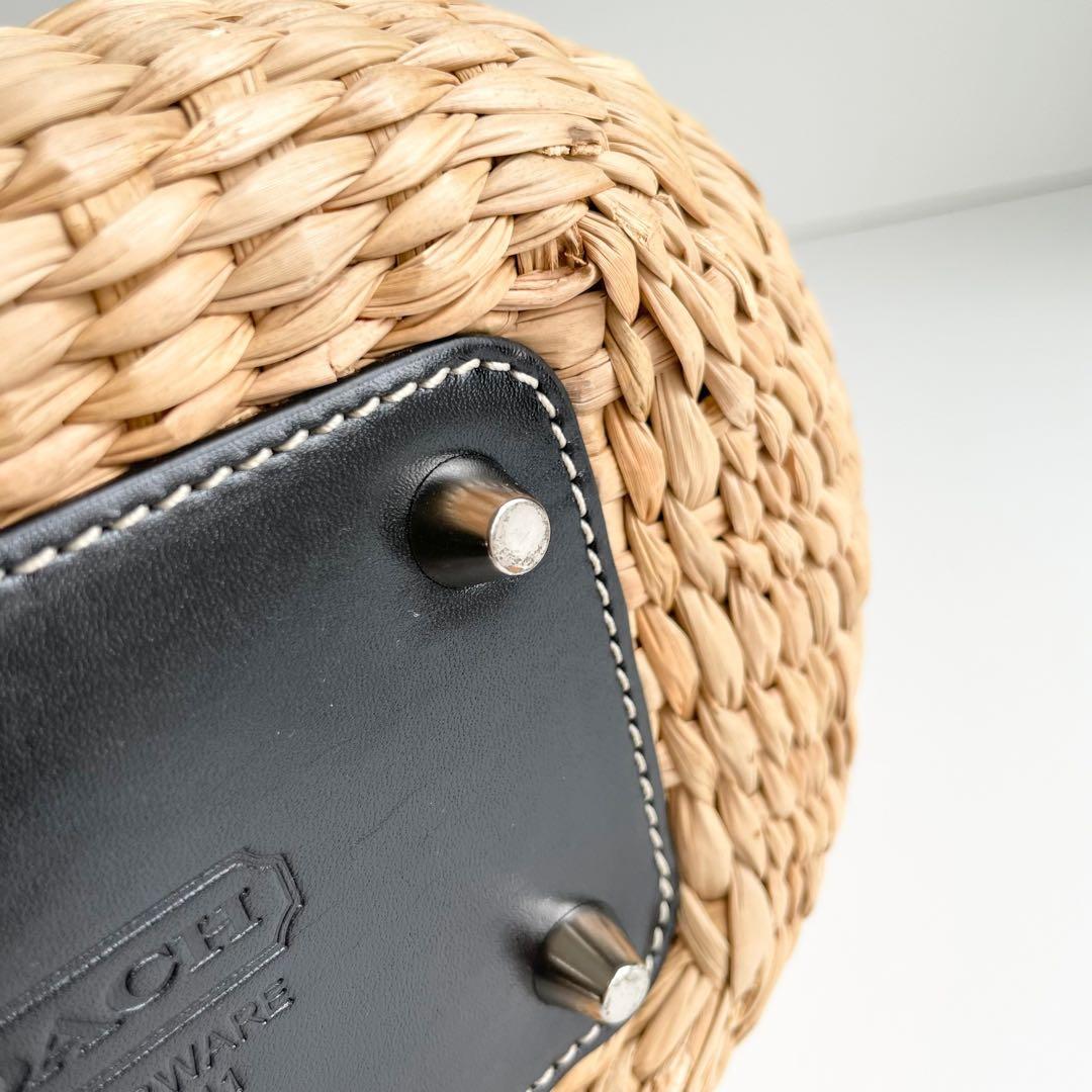 バカンスにぴったり✨ コーチ COACH かごバッグ ハンドバッグ ブラック