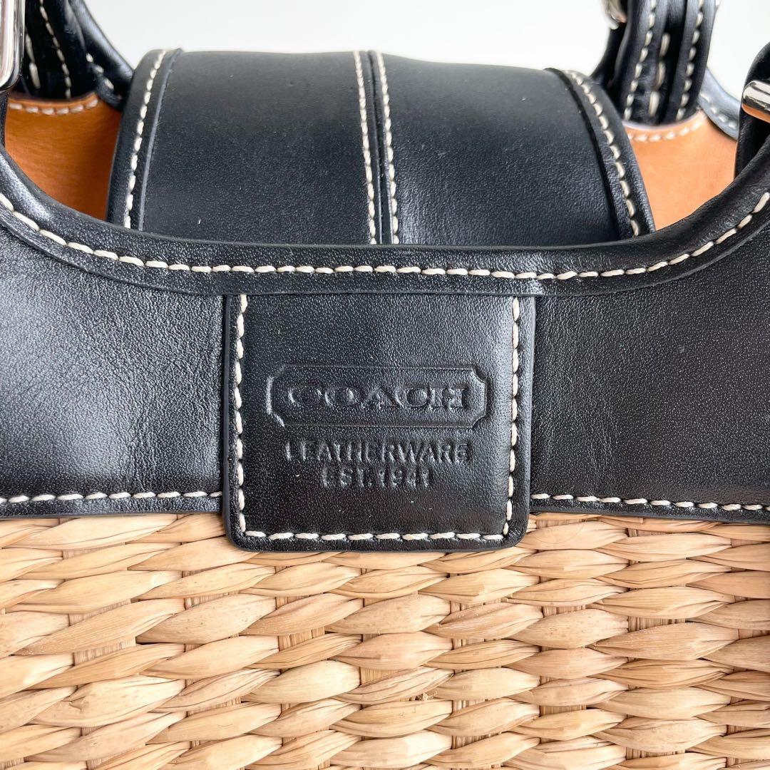 バカンスにぴったり✨ コーチ COACH かごバッグ ハンドバッグ ブラック