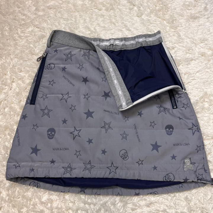 マークアンドロナ レディース ゴルフウェア 中綿 スカート スター柄 グレー S