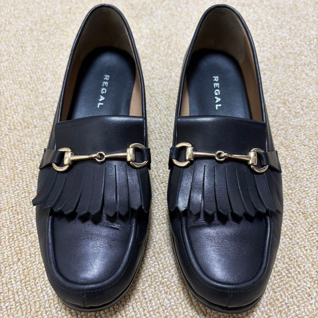 REGAL リーガル ビットローファ 24.5 キルト ホースビット 本革 黒