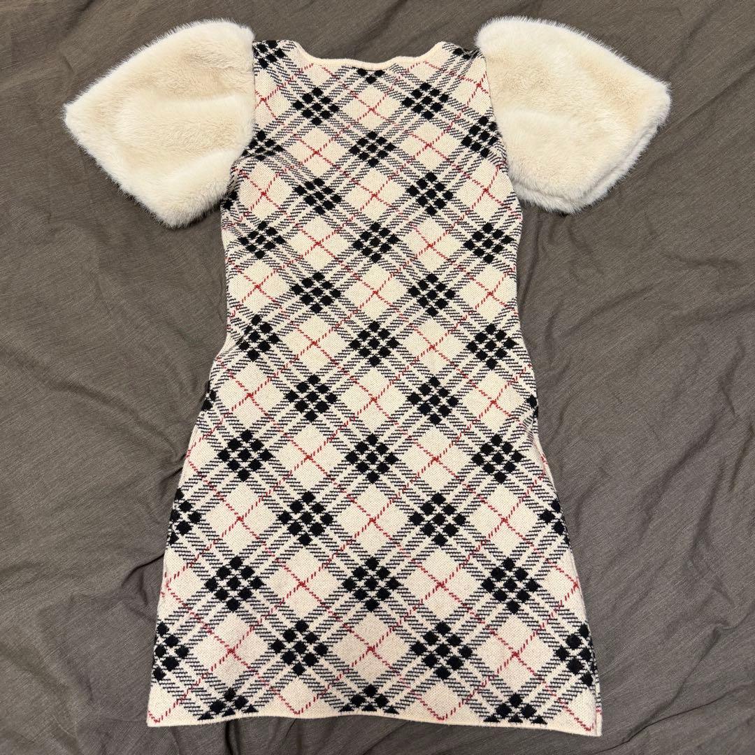 ミシェルマカロン ファースリーブチェックワンピース michellMacaron