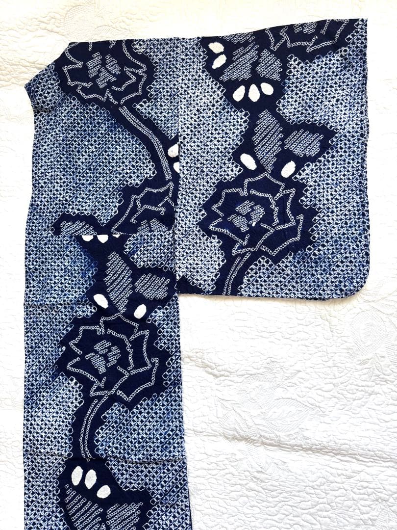 粋な大人の浴衣 ◆ 有松絞り 花繋ぎ 潔いシンプルな藍色 逸品