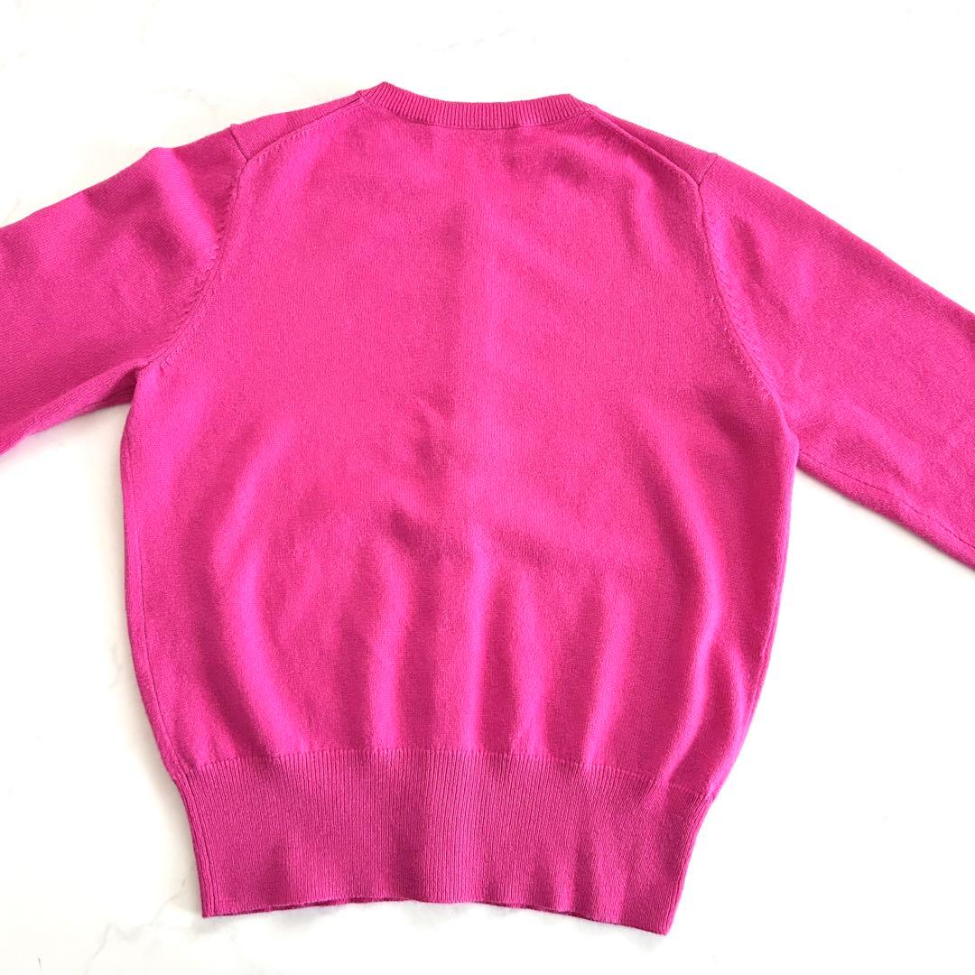 ギャルリーヴィー カシミヤ100% クルーネックカーディガン ピンク