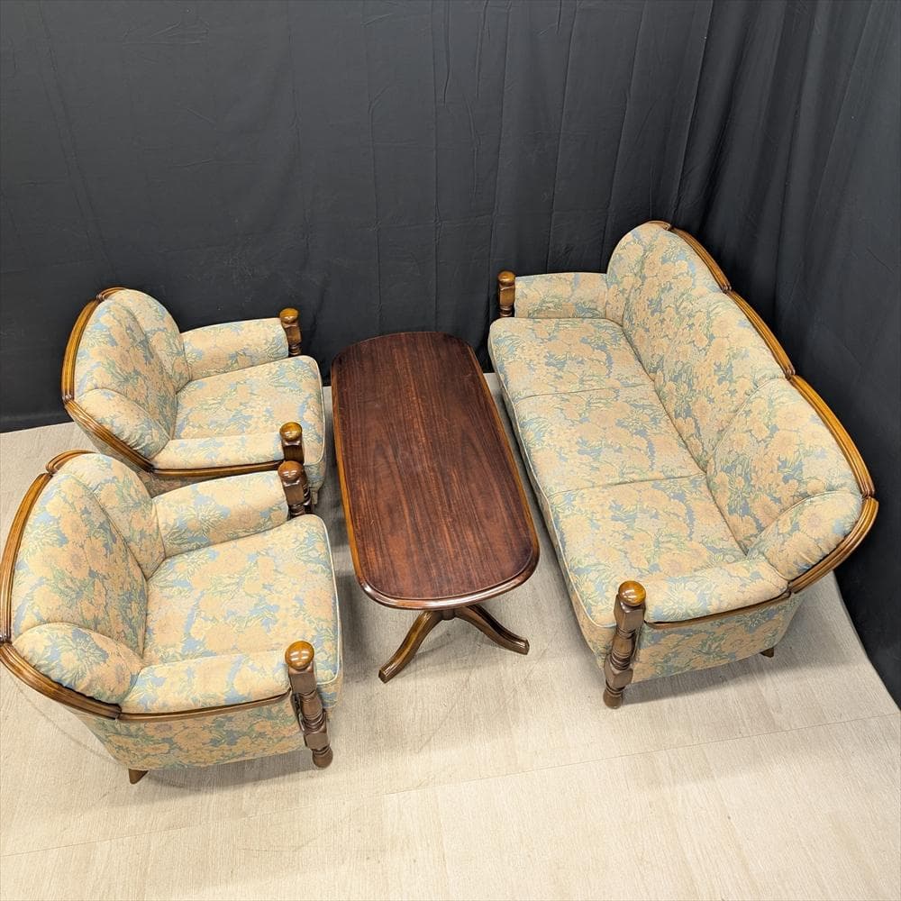 カリモク　応接セット　トリプル　3P　シングルソファ　一人掛け　センターテーブル