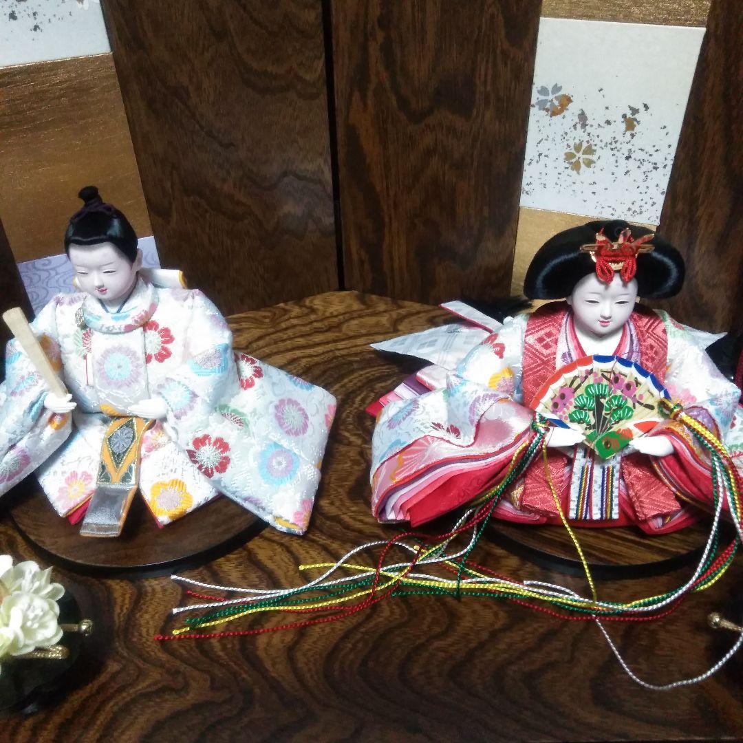 ひな人形セット有職雛　親王　飾り台　屏風　燭台　花セット
