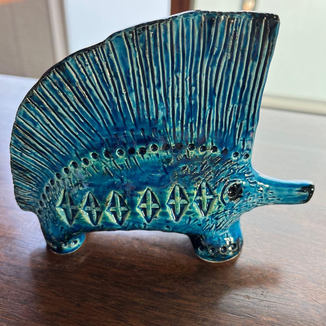 新品未使用　ビトッシ　リミニブルー　ヤマアラシ　陶器置物