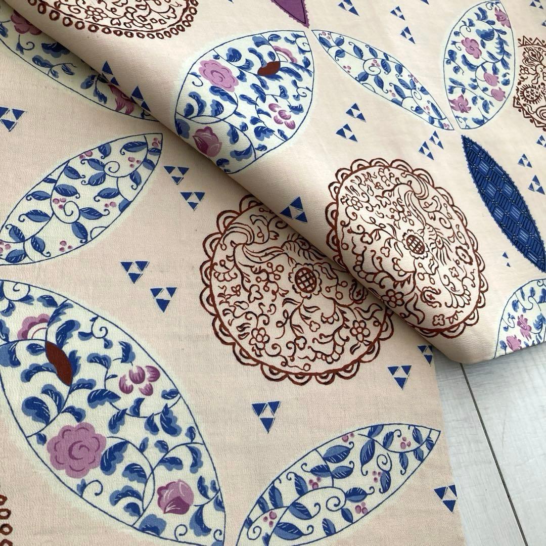 イハナ アンティーク京袋帯・昼夜帯　レトロな花模様　花唐草グ正絹　N-26