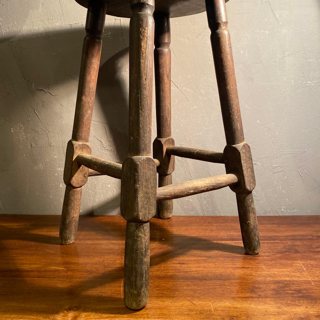 時代物 木製スツール アンティーク 古家具 古道具 丸椅子 花台 骨董品
