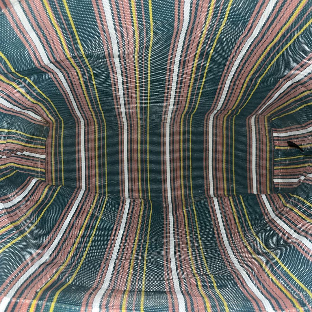 美品　マルニ　かごバッグ　ショッピングバッグ　トートバッグ　ストライプ　革ロゴ