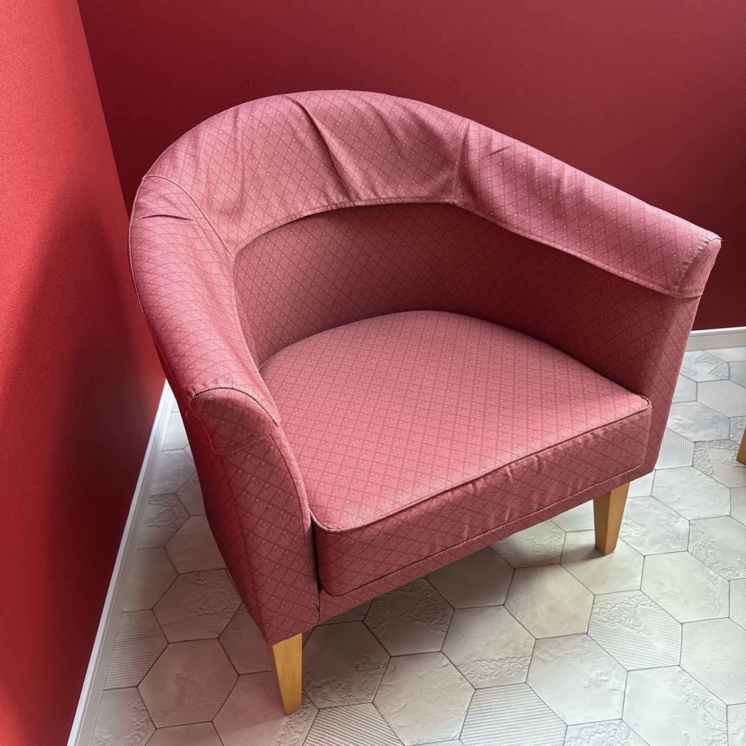 【たのメル便】クラシック調 1人掛けソファ ローズピンク ジャカード織