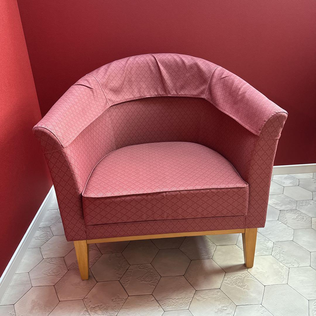 【たのメル便】クラシック調 1人掛けソファ ローズピンク ジャカード織