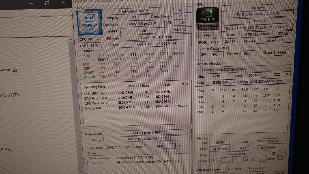 自作PC　i7 2600k　メモリ16GB
