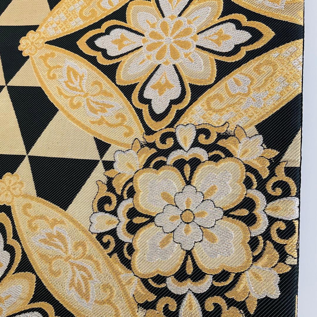 袋帯　振袖用袋帯No.170 黒系　金系　正倉院鱗花紋