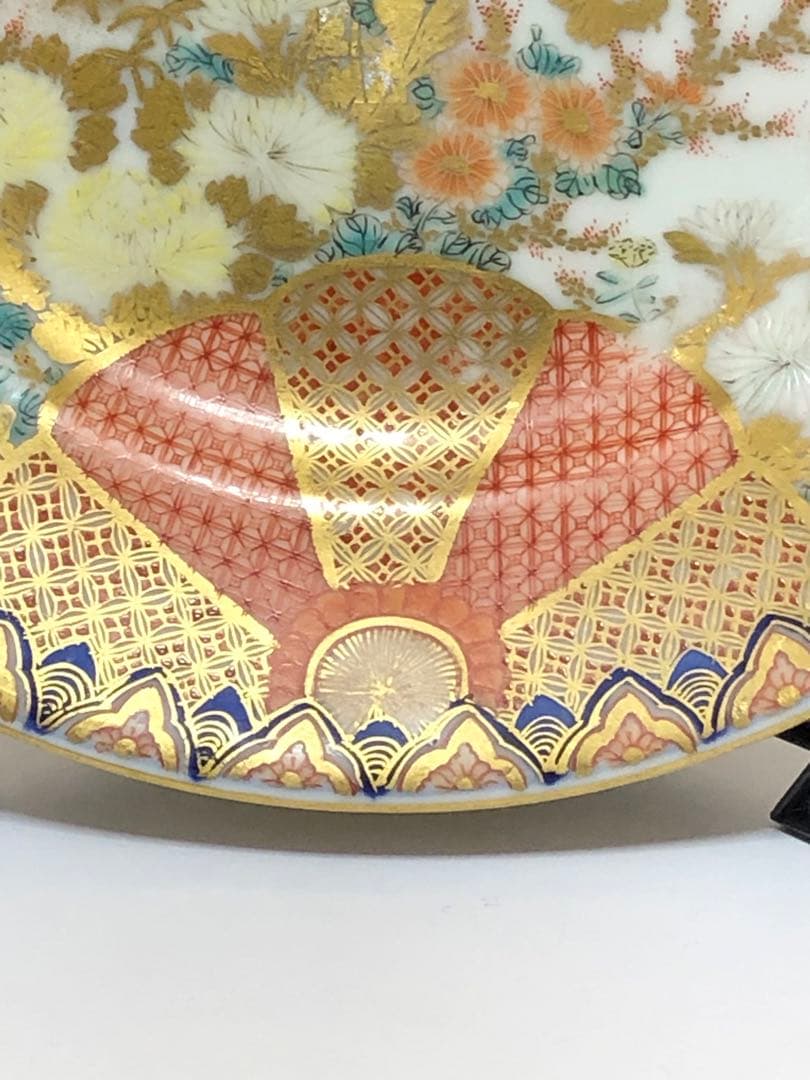 明治香蘭社 オールド香蘭社 上絵金彩菊花秋草文 6寸皿