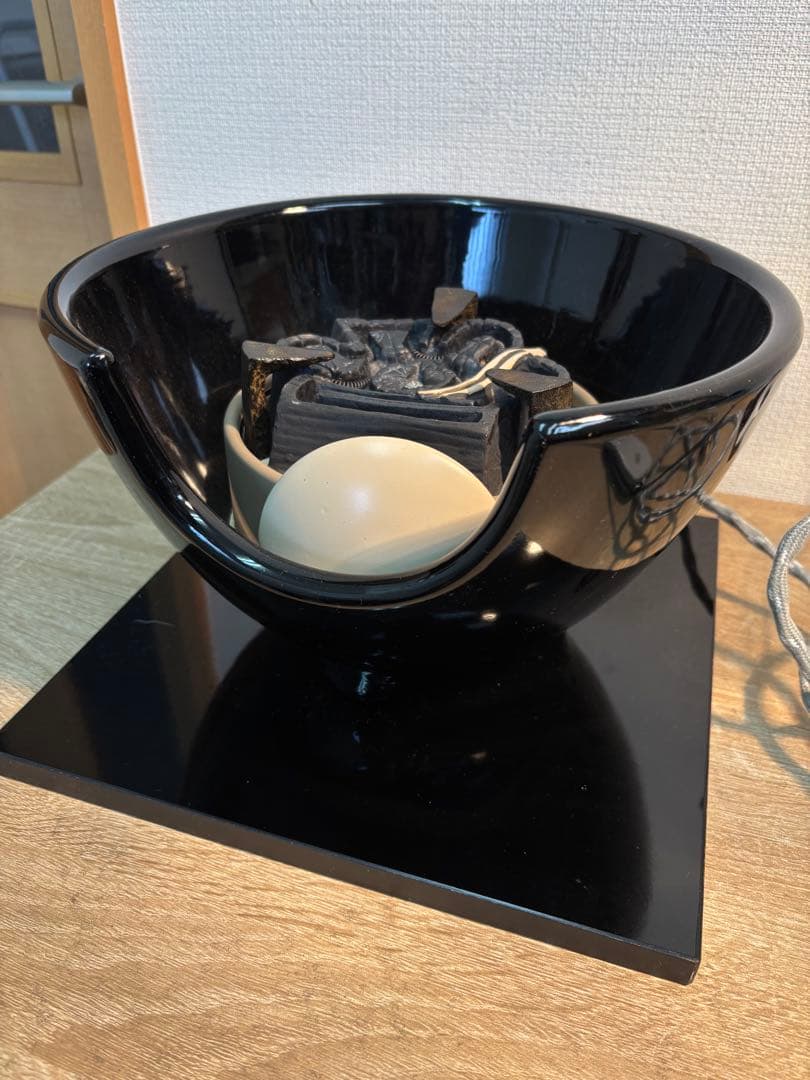 ほぼ未使用 茶道具 黒真塗紅鉢型 野々田商店 電熱器 清光造 蒲団釜 釜印 元箱