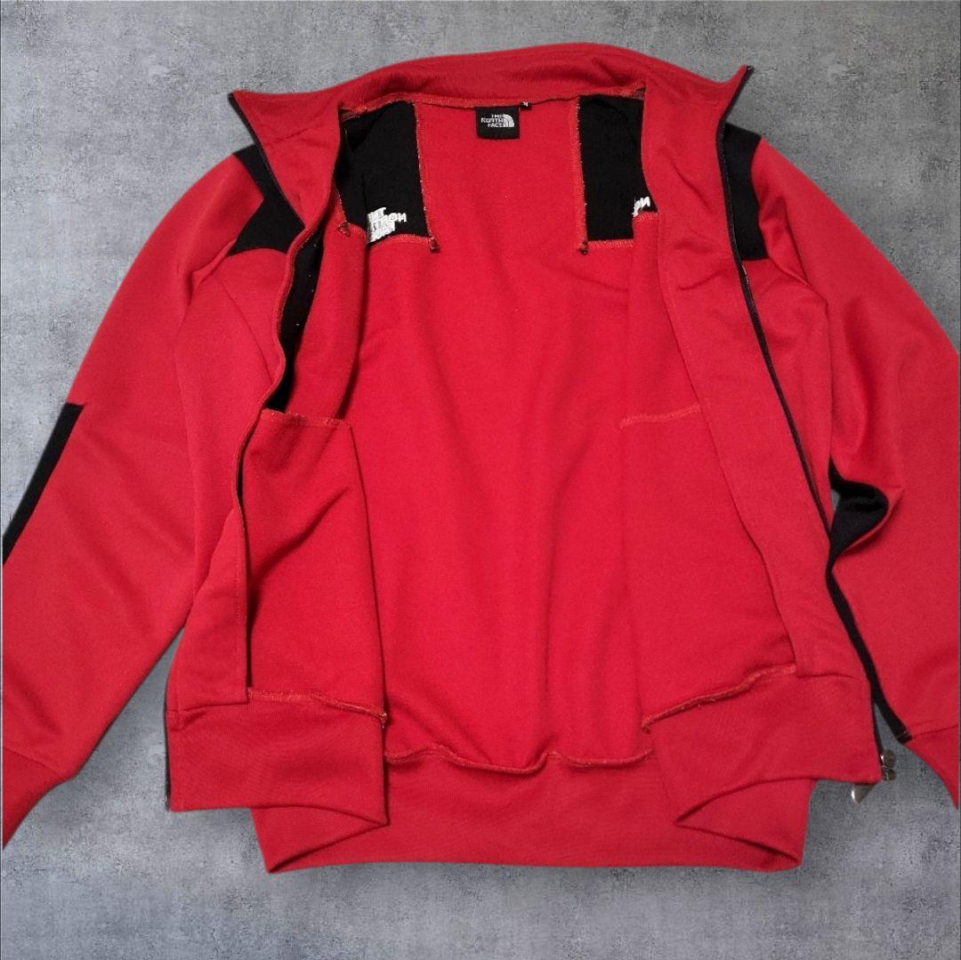 美品NORTH FACEノースフェイスジャージ上下セットアップ赤×黒M