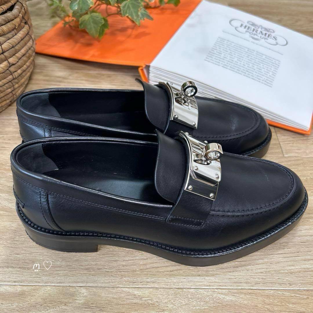 HERMESエルメス　ホット　37.5　ケリーバックルモカシン　ローファー　現行