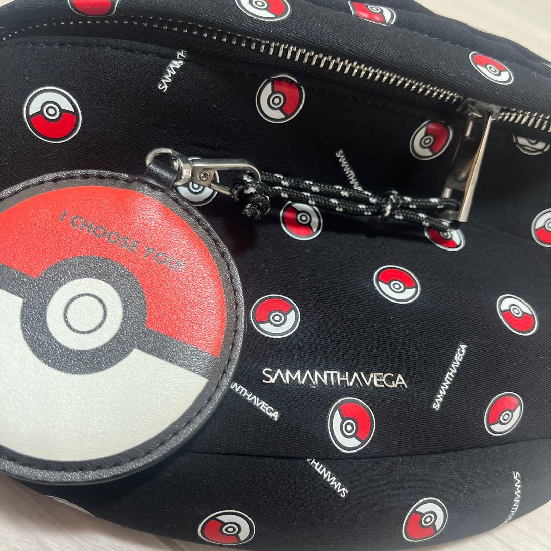 美品　サマンサベガ　ポケモン　ウェストポーチ　黒　モンスターボール柄