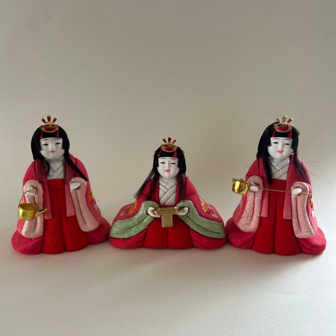 木目込み　雛人形　三人官女　ミニ　刺繍