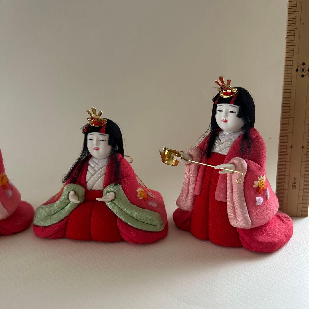 木目込み　雛人形　三人官女　ミニ　刺繍