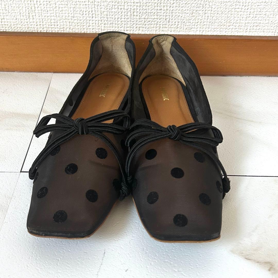 PIPICHIC AMBER ドットチュールスクエアトゥバレエシューズ 37