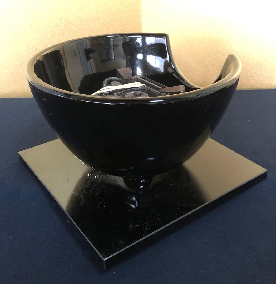《R》茶道具 野々田式 黒真塗 風炉型電熱器 敷板一体型　　1f