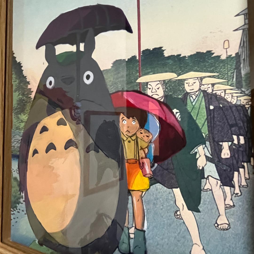 トトロ 手描きアート 木製フレーム付き