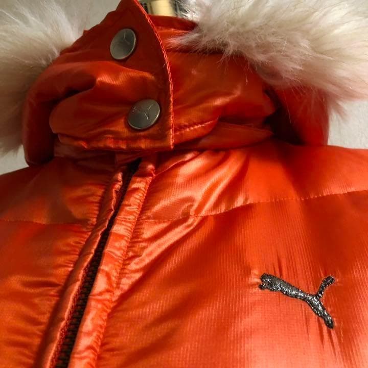 プーマ★ダウン ダブルジップ ロングコート オレンジ Mサイズ