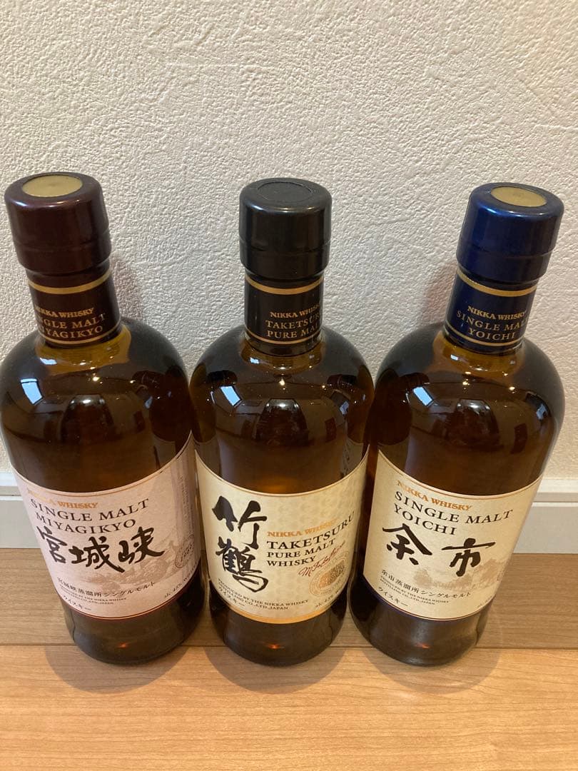 ニッカ竹鶴、余市、宮城峡３本セット（化粧箱あり) 700ml