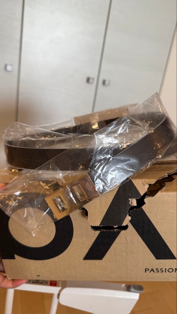 スクエアバックルベルト　ダークブラウン