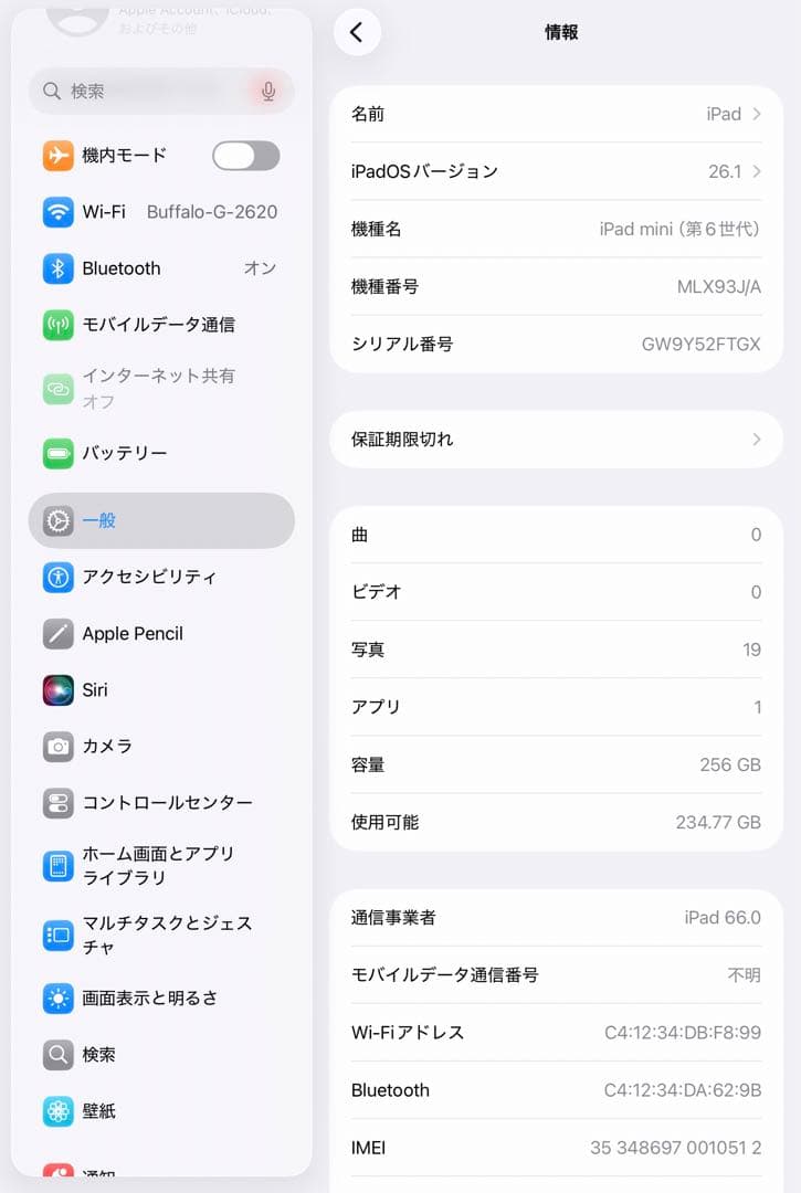 iPad mini6 256GB パープル cellular 【ジャンク】